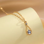 Collar Colgante Gota de Agua Fina y Perla oro
