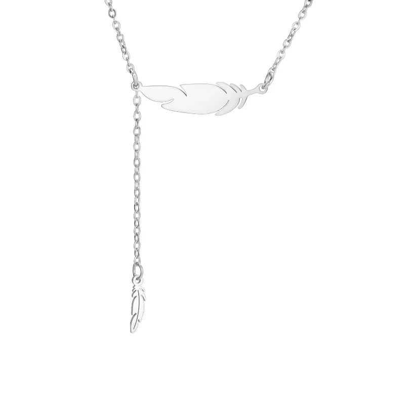 Collar Colgante Pluma Fina estilo a plata
