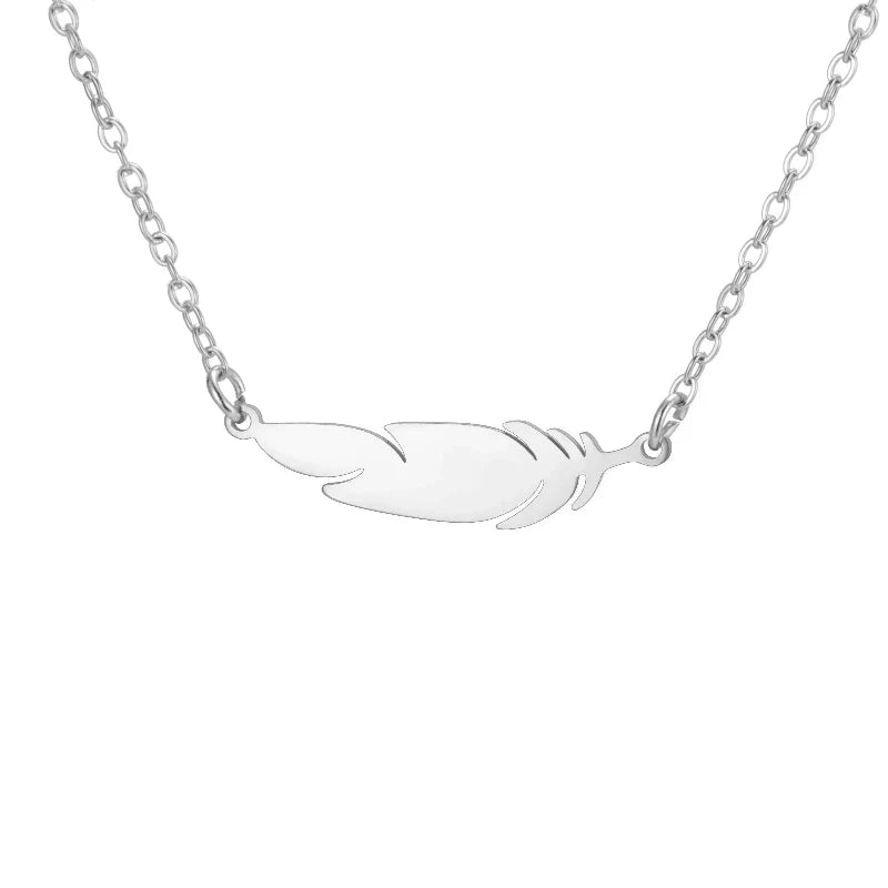 Collar Colgante Pluma Fina estilo b plata