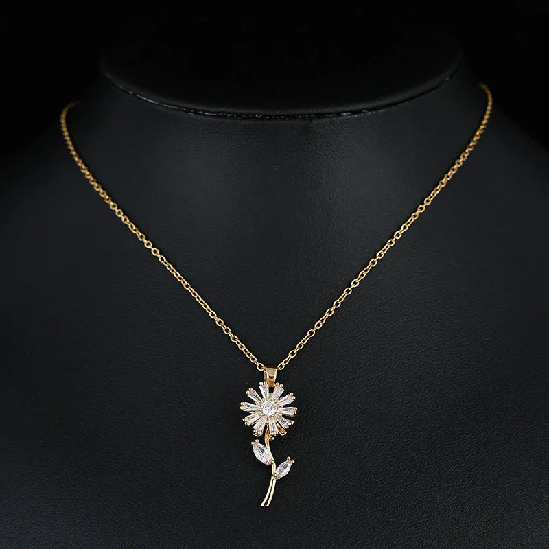 Collar Colgante Flor de Girasol Giratoria Anti-Estrés oro
