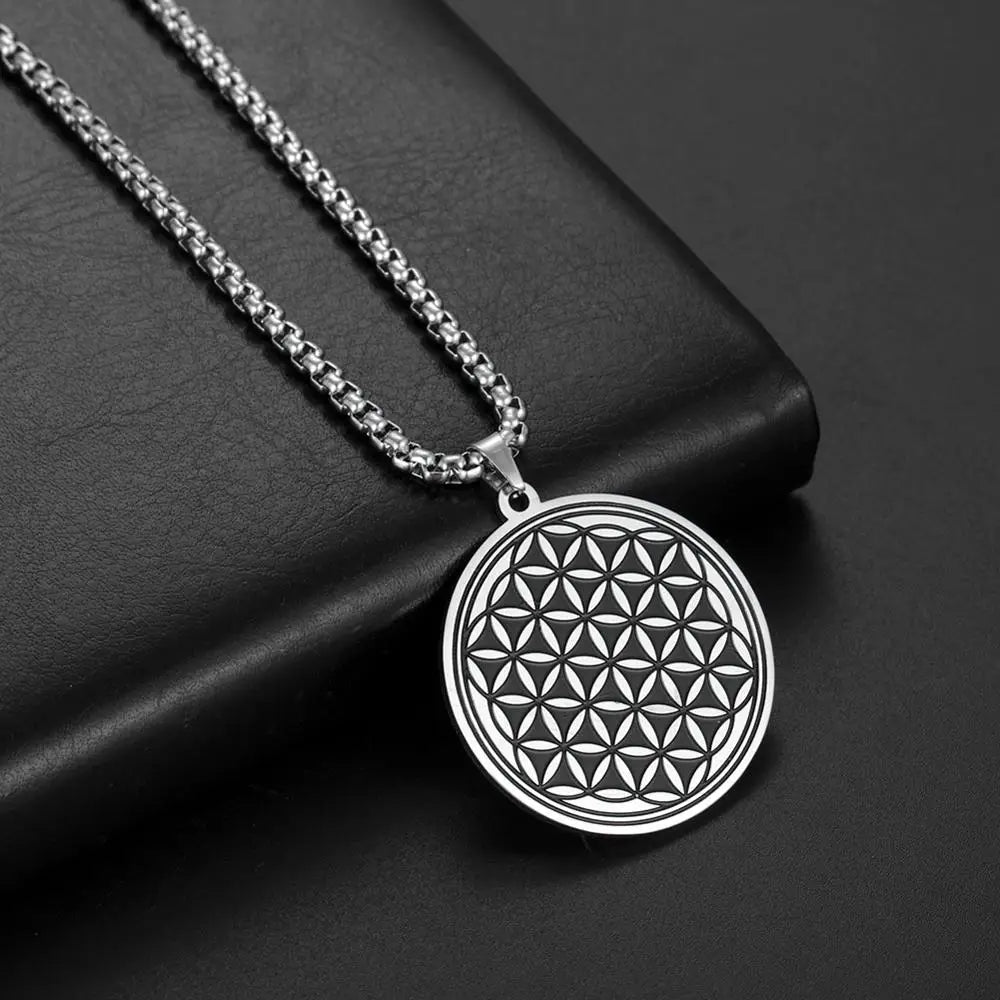 Collar Colgante Flor de la Vida Plata Hombre Mujer