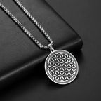 Collar Colgante Flor de la Vida Plata Hombre Mujer
