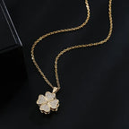 Collar Colgante Flor de Circonita Giratoria Anti-Estrés oro