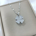 Collar Colgante Flor de Circonita Giratoria Anti-Estrés plata