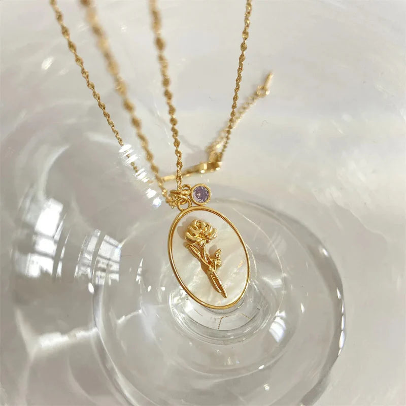 Collar Colgante Flor Signo del Zodiaco