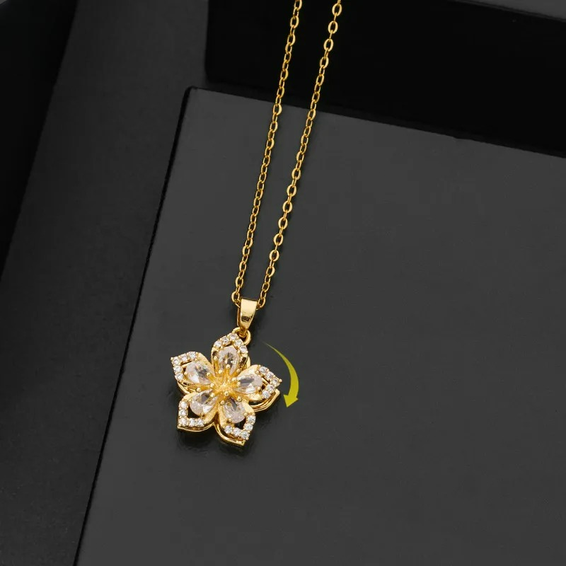 Collar Colgante Flor Giratoria Anti-Estrés oro