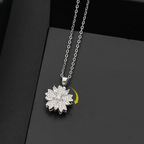 Collar Colgante Flor de Circonita Giratoria Anti-Estrés plata