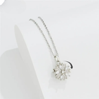 Collar Colgante Flor de Circón Giratoria Anti-Estrés plata