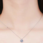 Collar con Colgante de Copo de Nieve para Mujer en Plata Azul