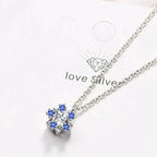 Collar con Colgante de Copo de Nieve para Mujer en Plata Azul