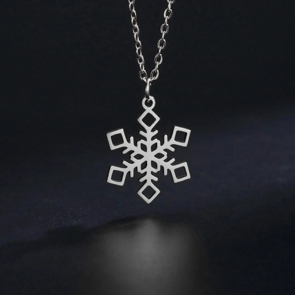 Collar Colgante Copo de Nieve Invierno plata