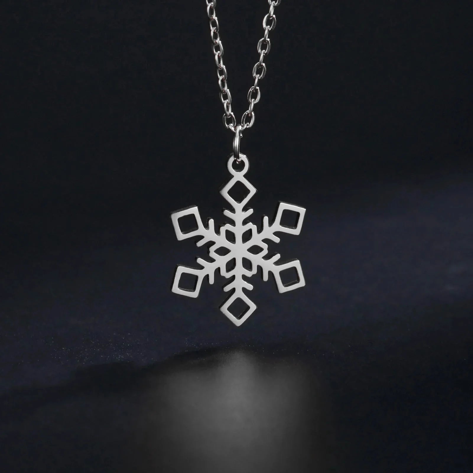 Collar Colgante Copo de Nieve Invierno plata