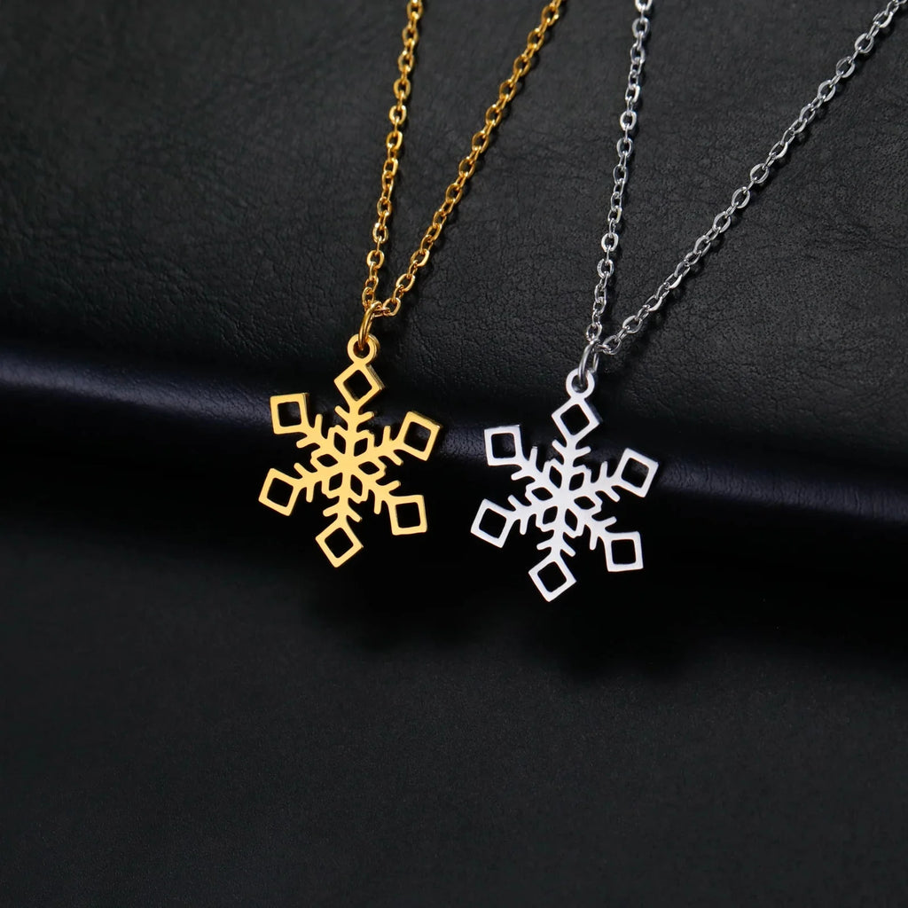 Collar Colgante Copo de Nieve Invierno oro