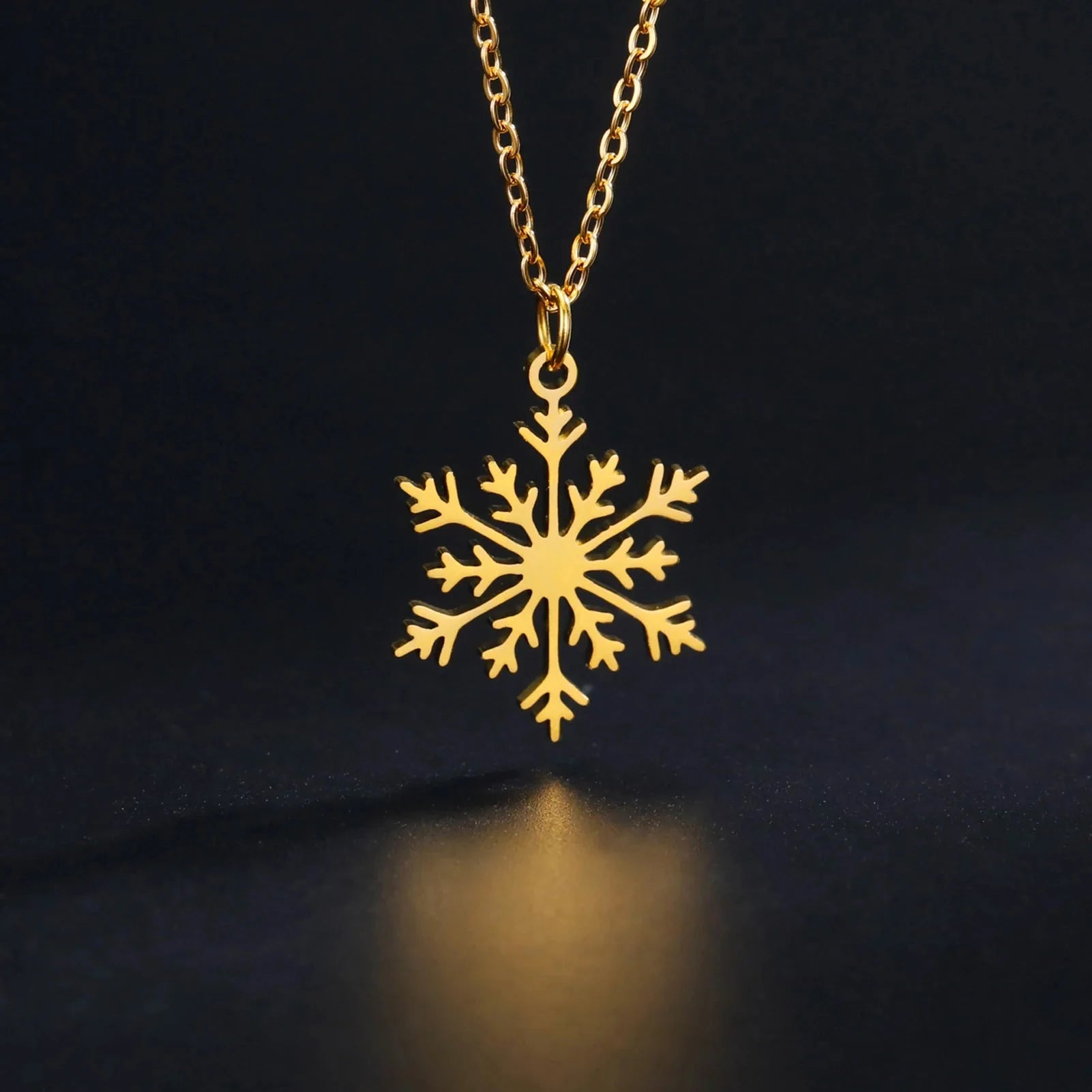 Collar Colgante Copo de Nieve Invierno oro
