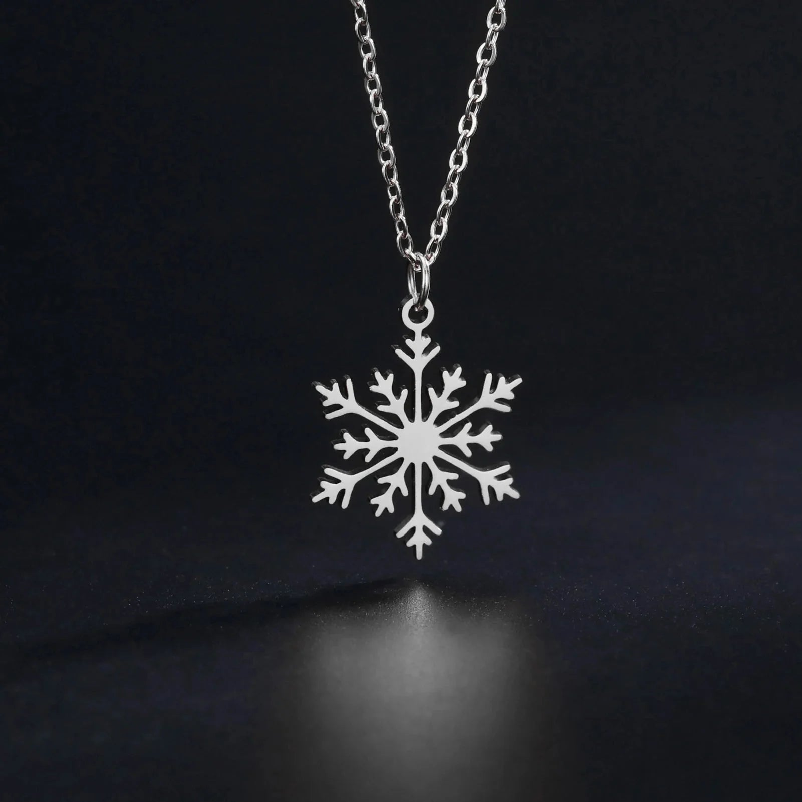 Collar Colgante Copo de Nieve Invierno plata