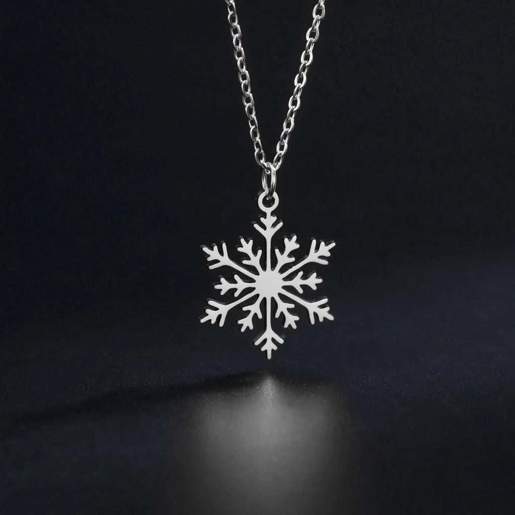 Collar Colgante Copo de Nieve Invierno plata
