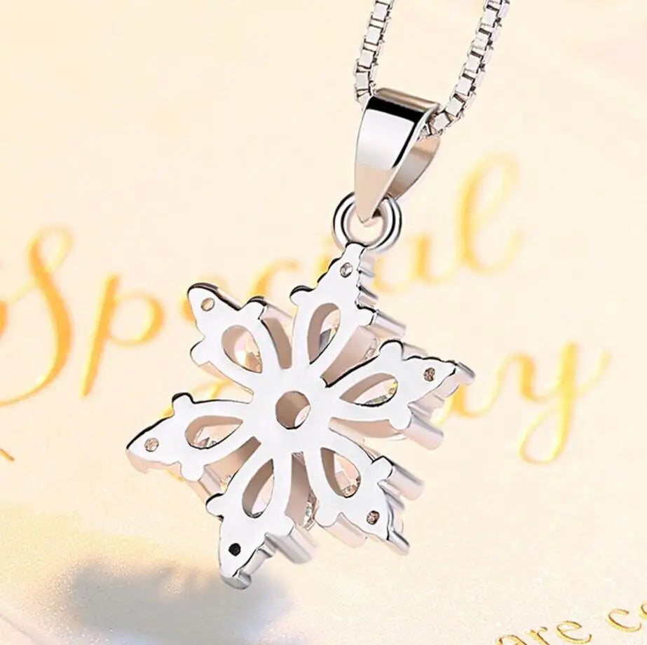 Collar Colgante Copo de Nieve Invierno Mujer Plata