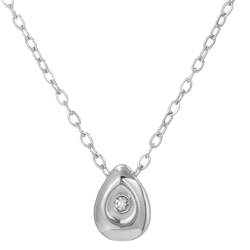 Collar Colgante Gota de Agua con Perla de Circonio plata