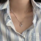 Collar Colgante Gota de Agua Hueca plata