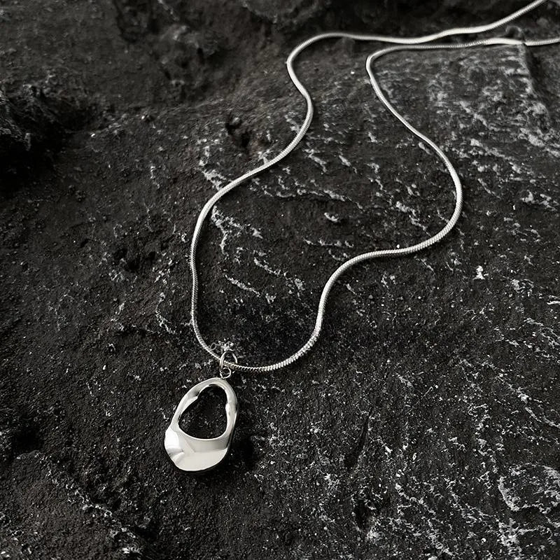 Collar Colgante Gota de Agua Hueca plata