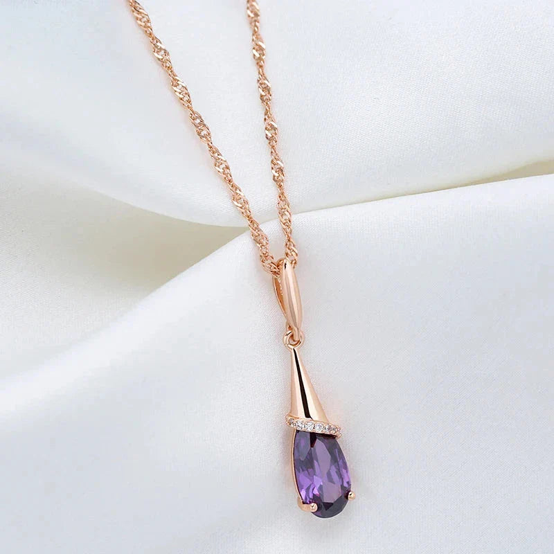 Collar con Colgante de Gota de Agua con Perla de Circonio