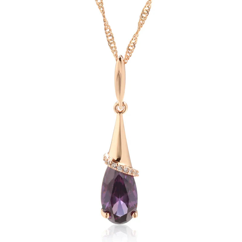 Collar con Colgante de Gota de Agua con Perla de Circonio