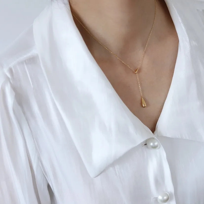 Collar Colgante Gota de Agua Fina oro