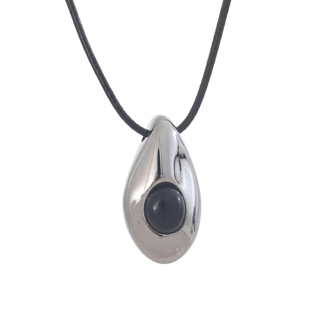 Collar con Colgante Gota de Agua Estilo Bohemio plata