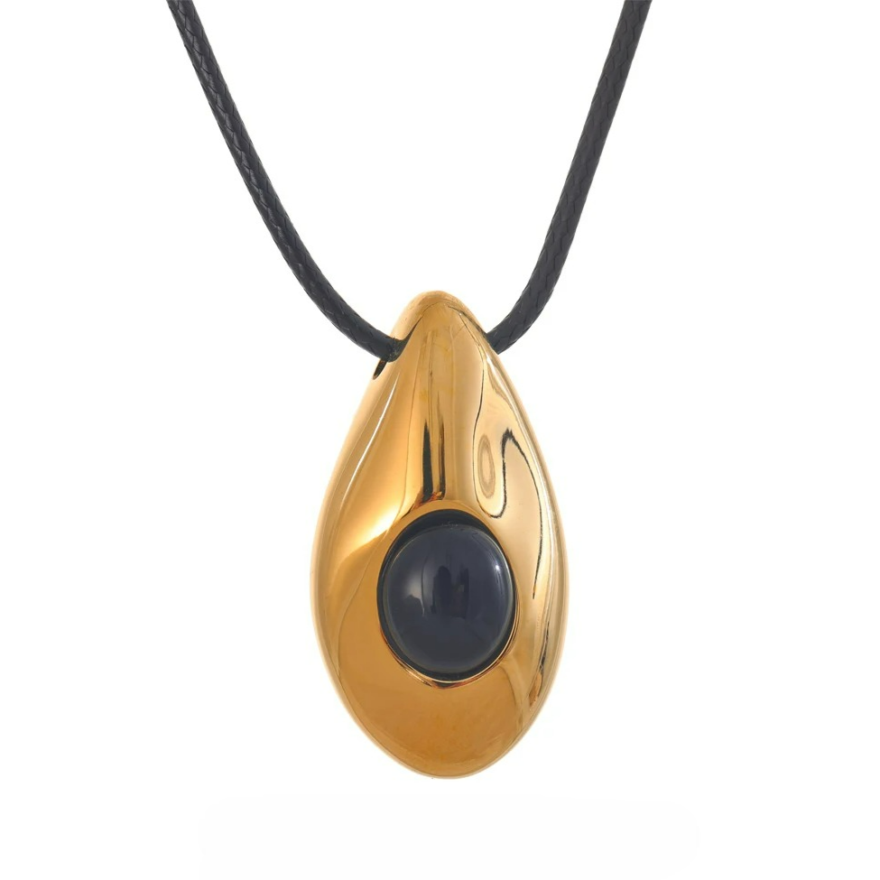 Collar con Colgante Gota de Agua Estilo Bohemio oro