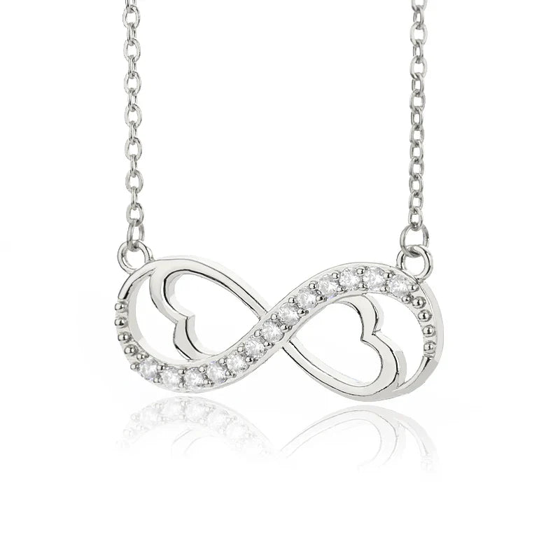 Collar Colgante Infinito Corazón y Circonio plata