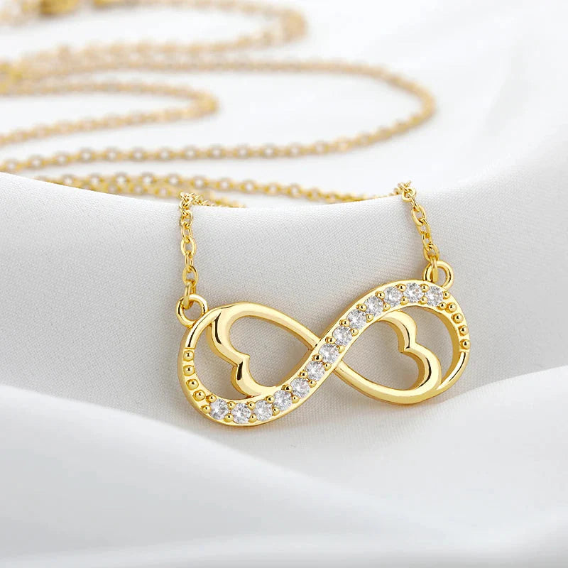 Collar Colgante Infinito Corazón y Circonio oro