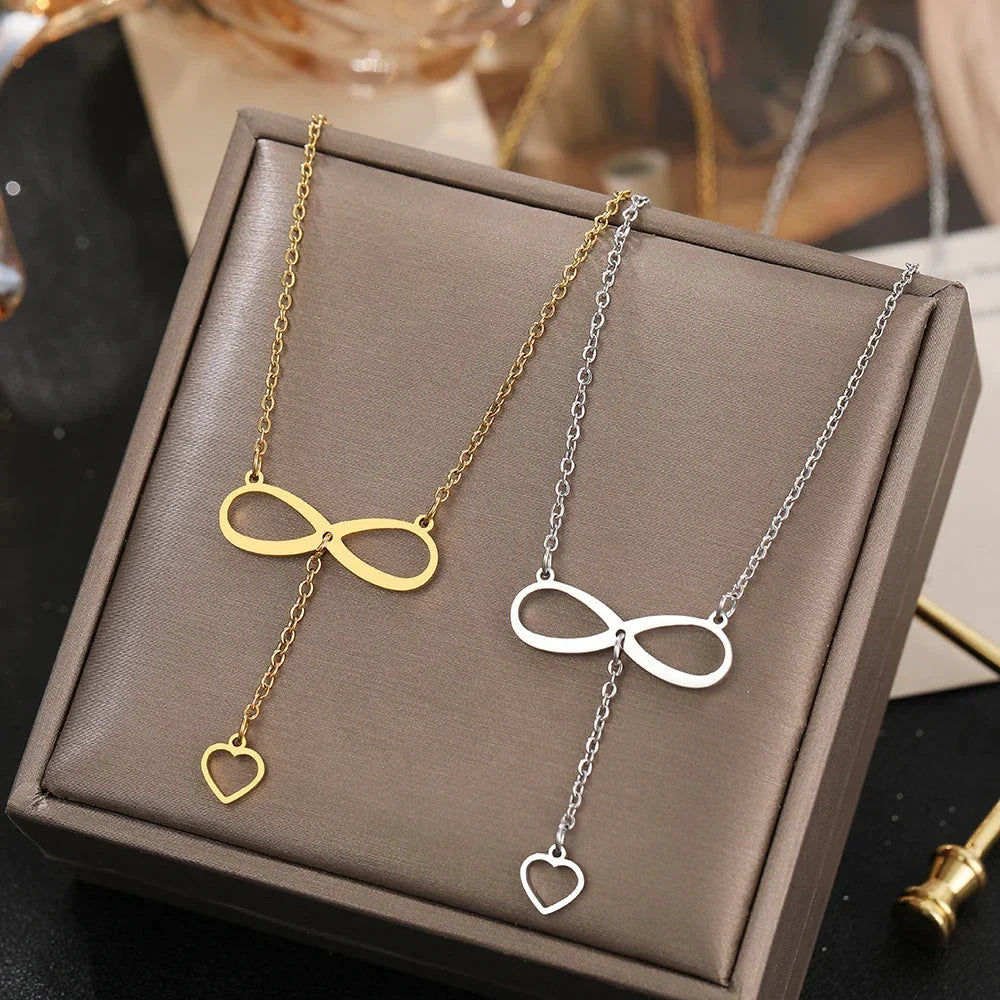 Collar Colgante Infinito y Corazón plata