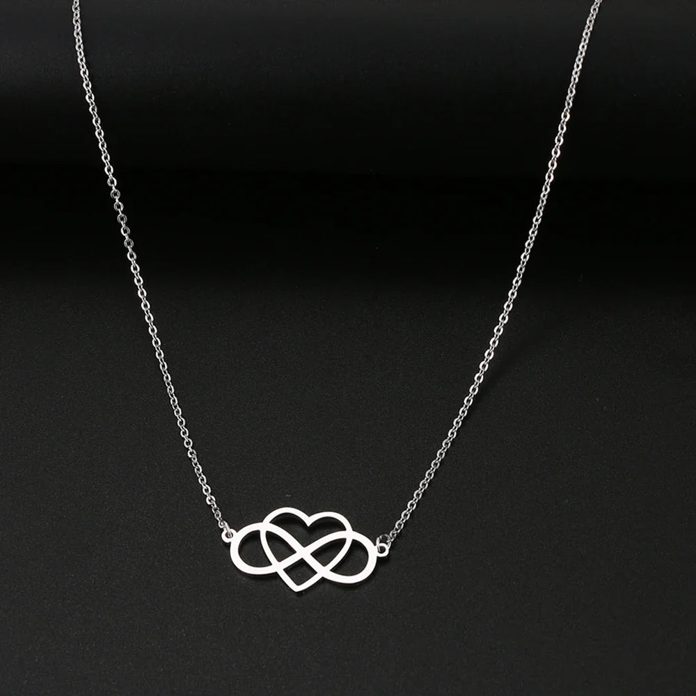 Collar Colgante Infinito y Corazón para Mujer en plata