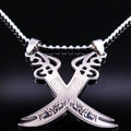 Collar Colgante Islam Musulmán Espada de Ali Zulfikar plata