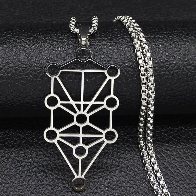 Collar Colgante Cábala Diagrama Árbol de la Vida Sephiroth plata