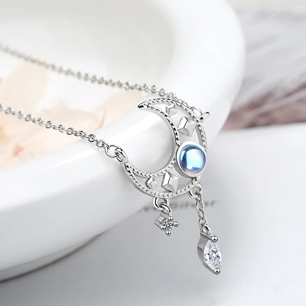 Collar Colgante Luna con Cristal
