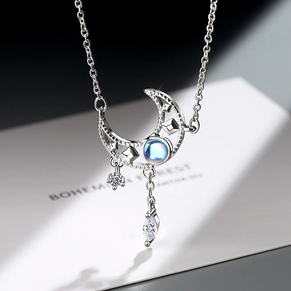 Collar Colgante Luna con Cristal