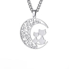 Collar Colgante Luna de Gato plata