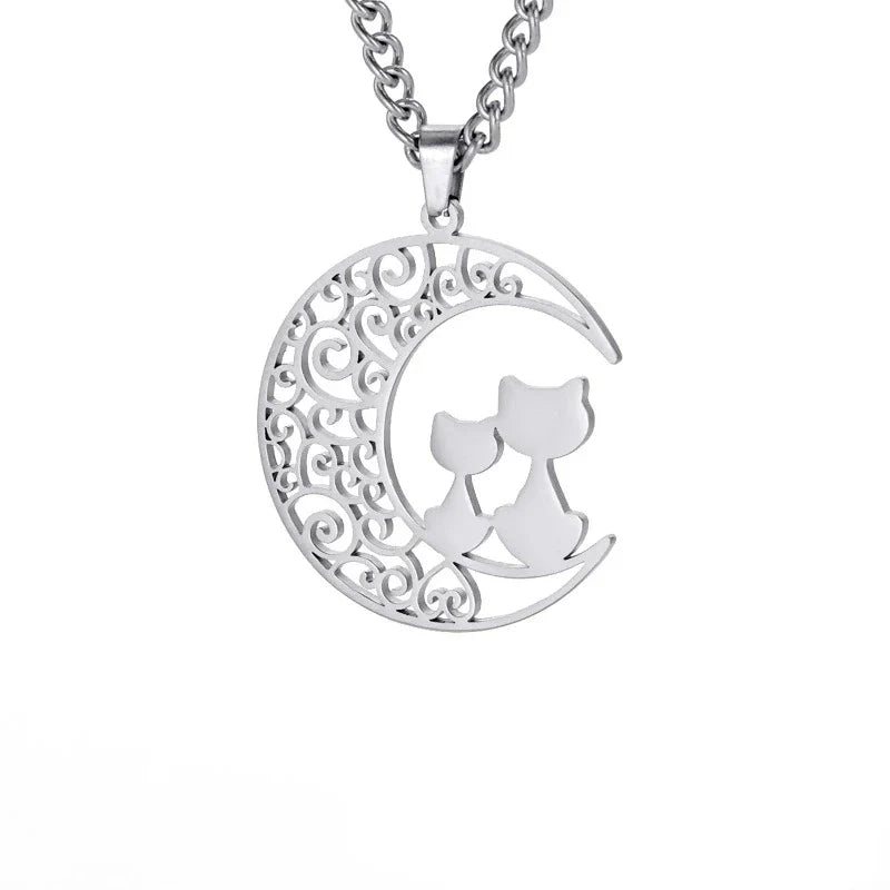 Collar Colgante Luna de Gato plata