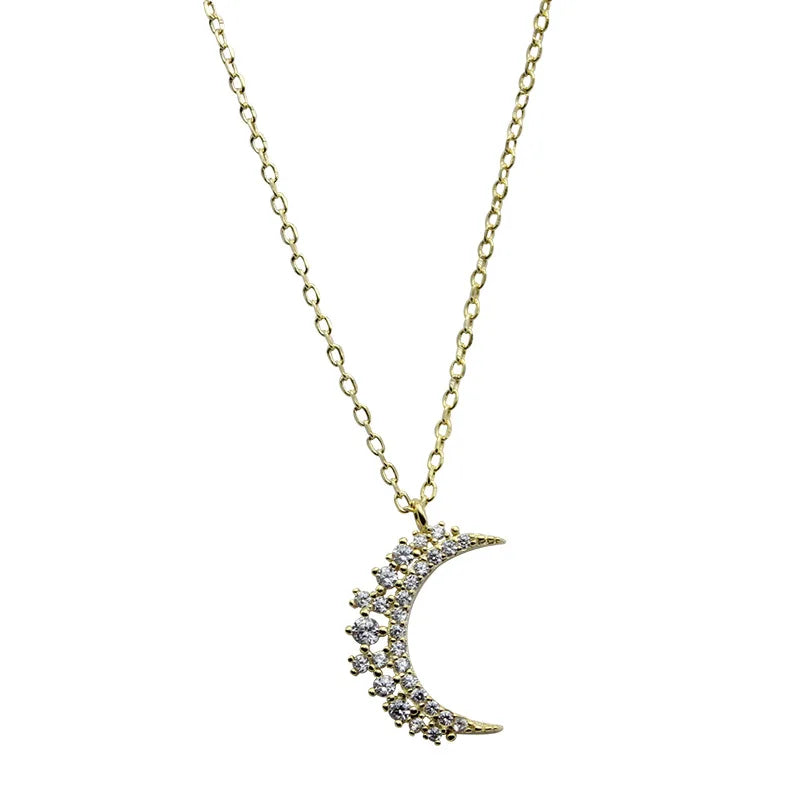 Collar Colgante Luna en Circonio para Mujer oro