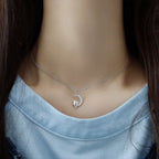 Collar Colgante Luna y Gatos con Cristal