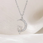 Collar Colgante Luna y Gatos con Cristal