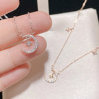 Collar Colgante Luna y Estrella en Circonio para Mujer