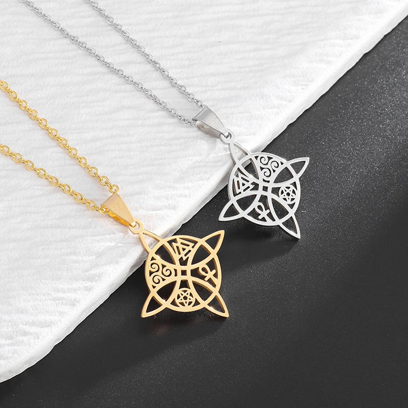 Collar Colgante Nudo de Bruja Wicca de Protección plata