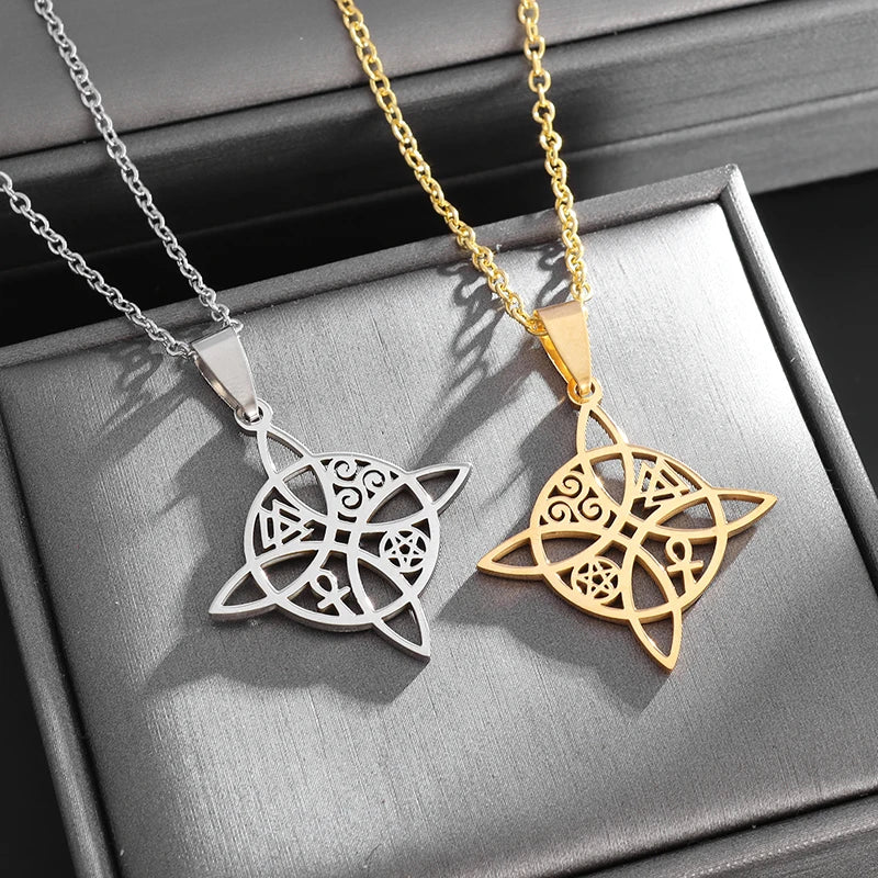 Collar Colgante Nudo de Bruja Wicca de Protección oro