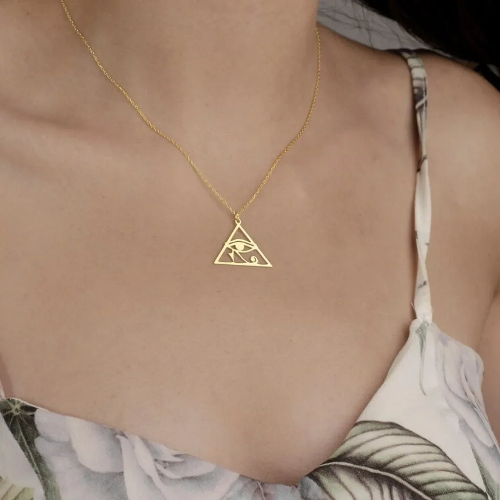 Collar y Colgante Ojo de Horus Egipcio Oudjat para Mujer oro