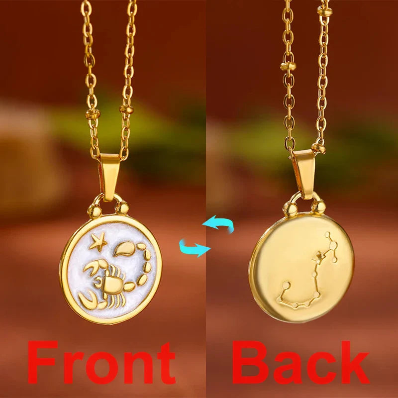 Collar Colgante Oro y Blanco Signo del Zodiaco 12 Constelaciones escorpión