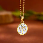 Collar Colgante Oro y Blanco Signo del Zodiaco 12 Constelaciones libra