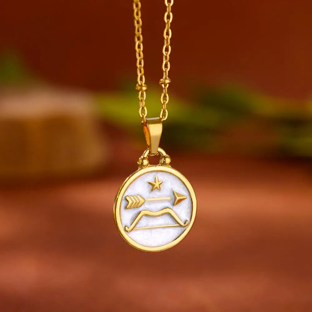Collar Colgante Oro y Blanco Signo del Zodiaco 12 Constelaciones sagitario