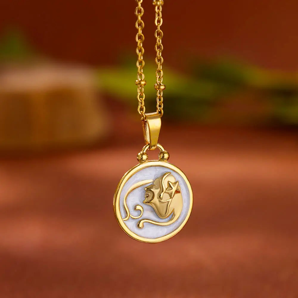 Collar Colgante Oro y Blanco Signo del Zodiaco 12 Constelaciones virgo